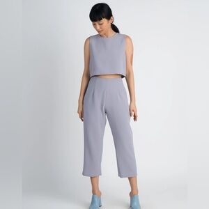 Kaarem Siamese Sleeveless Folded Back Top - Taro - Small